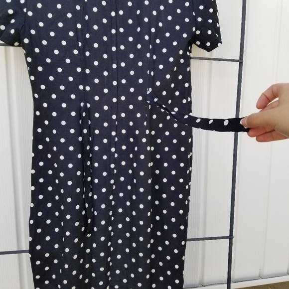 Cleo Petites midi black and white polka dot vintage short sleeve chest cut out 8 - Picture 10 of 16